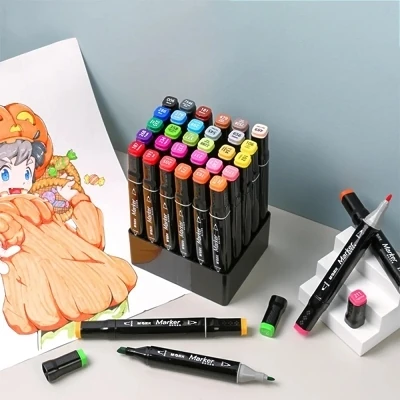Rechizite școlare - Set 30 markere art cu 2 capete si suport patrat M&G