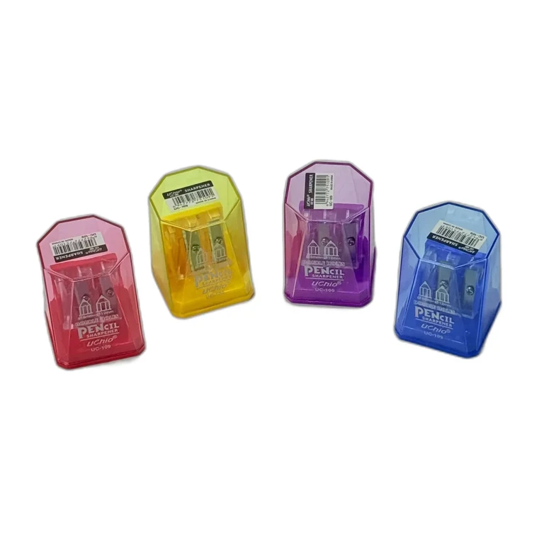 Rechizite școlare - Ascutitoare dubla cu rezervor plastic transparent culori diferite