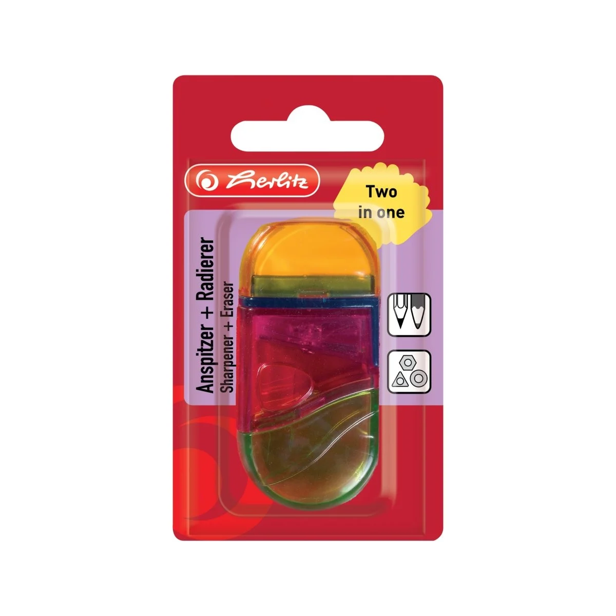 Creioane grafit și ascuțitori - Ascutitoare cu radiera 2 in 1 Herlitz plastic
