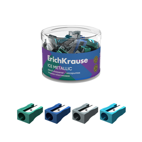 Creioane grafit și ascuțitori - Ascutitoare din plastic ErichKrause EasySharp Ice Metallic culori diferite 1.4 x 1 x 2.5 cm