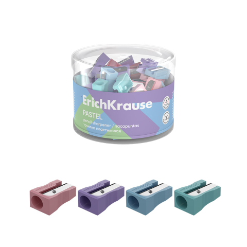 Creioane grafit și ascuțitori - Ascutitoare din plastic ErichKrause EasySharp Pastel culori diferite 14 x 10 x 25 mm