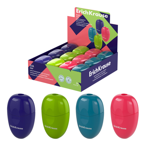 Rechizite școlare - Ascutitoare din plastic ErichKrause Eva Reef cu recipient culori diferite 38 x 24 x 59 mm