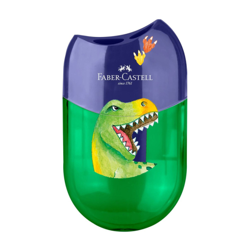 Rechizite școlare - Ascutitoare dubla plastic cu container dinozauri Faber-Castell