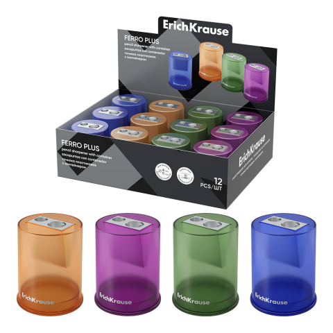 Birotică și accesorii birou - Ascutitoare dubla cu container Ferro Erich Krause