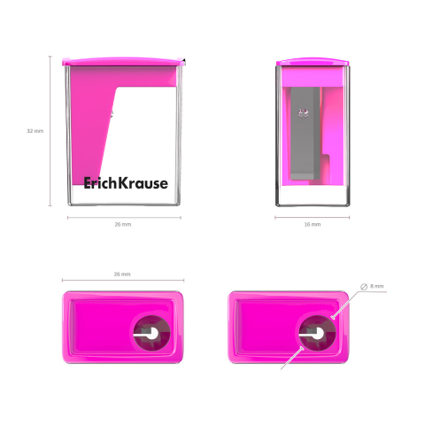Ascutitoare plastic cu container ErichKrause City Mini Vivid diverse culori [3]