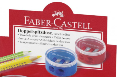 Ascutitoare plastic dubla cu container Twist Off rosie albastra Faber-Castell [1]