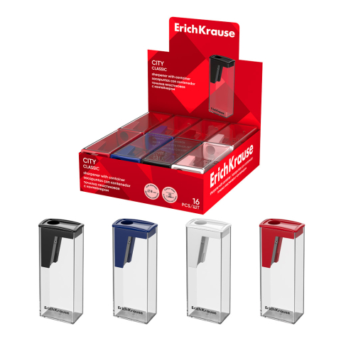 Noutăți Librăria Compas - Ascutitoare plastic cu container ErichKrause City Classic diverse culori
