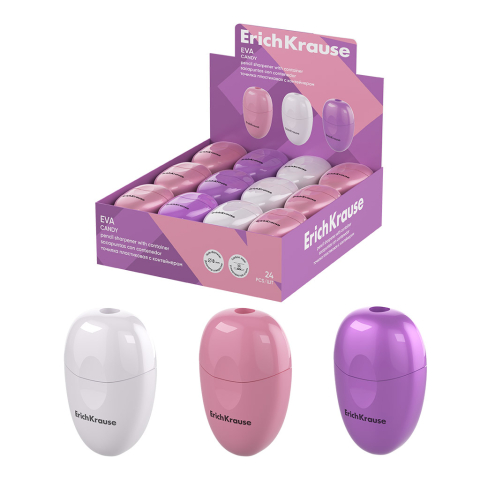 Noutăți Librăria Compas - Ascutitoare plastic cu container ErichKrause Eva Candy diverse culori