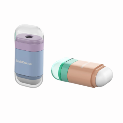 Noutăți Librăria Compas - Ascutitoare cu radiera ErichKrause JOY Pastel Bloom culori diferite 30 x 20 x 62 mm