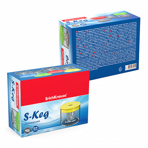 Ascutitoare din plastic ErichKrause S-Keg Neon cu recipient culori diferite 39 x 31 x 39 mm [1]