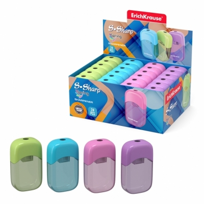 Ascutițori - Ascutitoare simpla cu cont de plastic S-Sharp Spring culori diferite