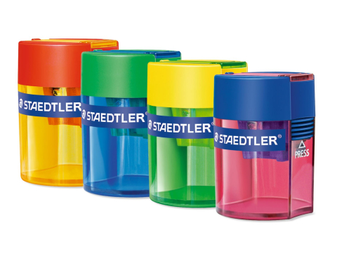 Ascutițori - Ascutitoare simpla plastic + suport Staedtler culori diferite