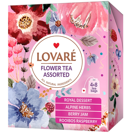 Ceaiuri premium Basilur - Ceai asortat Assorted Flower Tea 32 plicuri x 1.5 g Lovare