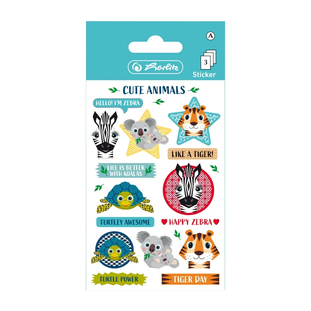 Accesorii craft - Autocolant set 3 coli motiv Cute Animals Herlitz