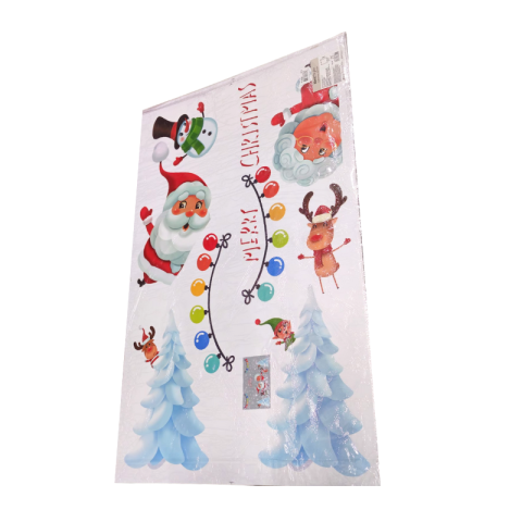 Autocolante de Craciun brazi albi ren Mos Craciun ghirlande colorate 60x90 cm [1]