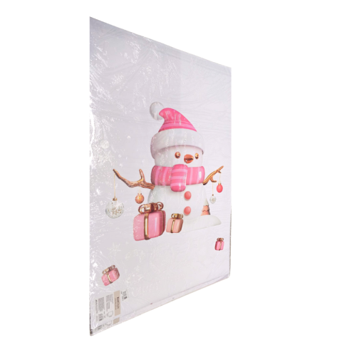 Noutăți Librăria Compas - Autocolante de Craciun om de zapada roz si cutii cadouri 60x90 cm