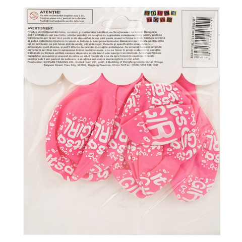 Baloane 2.8 g It's a girl 8 buc set roz cu alb [2]