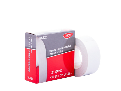 Benzi adezive și dispensere - Banda dublu adeziva 24mm x 10m Daco