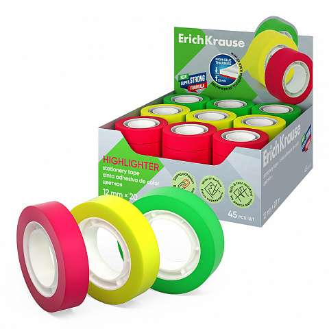 Noutăți Librăria Compas - Banda de papetarie ErichKrause Marker semitransparenta culori diferite 12 mm x 20 m