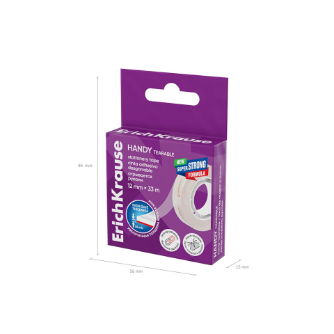 Banda adeziva ErichKrause Handy Tearable 12 mm x 33 m transparenta [4]