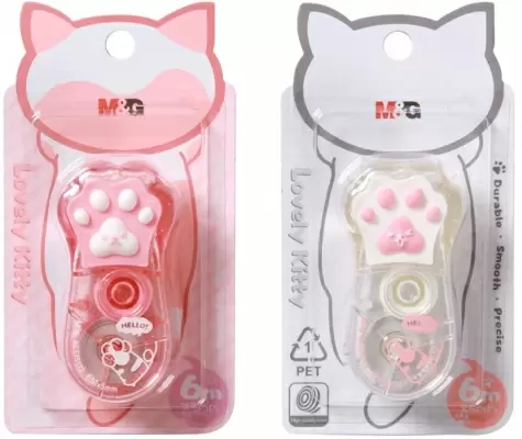 Rechizite școlare - Banda corectoare M&G pernute de pisica 6m x 5mm diferite culori