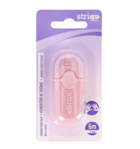 Rechizite școlare - Banda corectoare Strigo mini 5mm x 6m roz