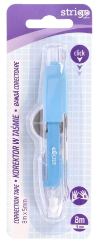 Corectoare și radiere - Banda corectoare cu mecanism 5mm x 8m albastru Strigo