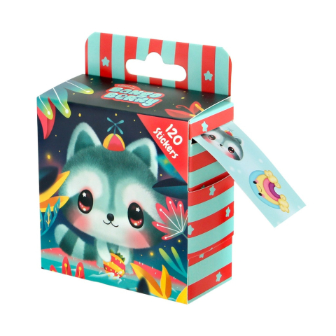 Papetărie și articole din hârtie - Rola de autocolante Bangoberry Remy Raccoon  7 x 9 x 3 cm 120 de autocolante