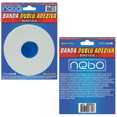 Banda dublu adeziva buretata 18mmx5m Nebo [1]