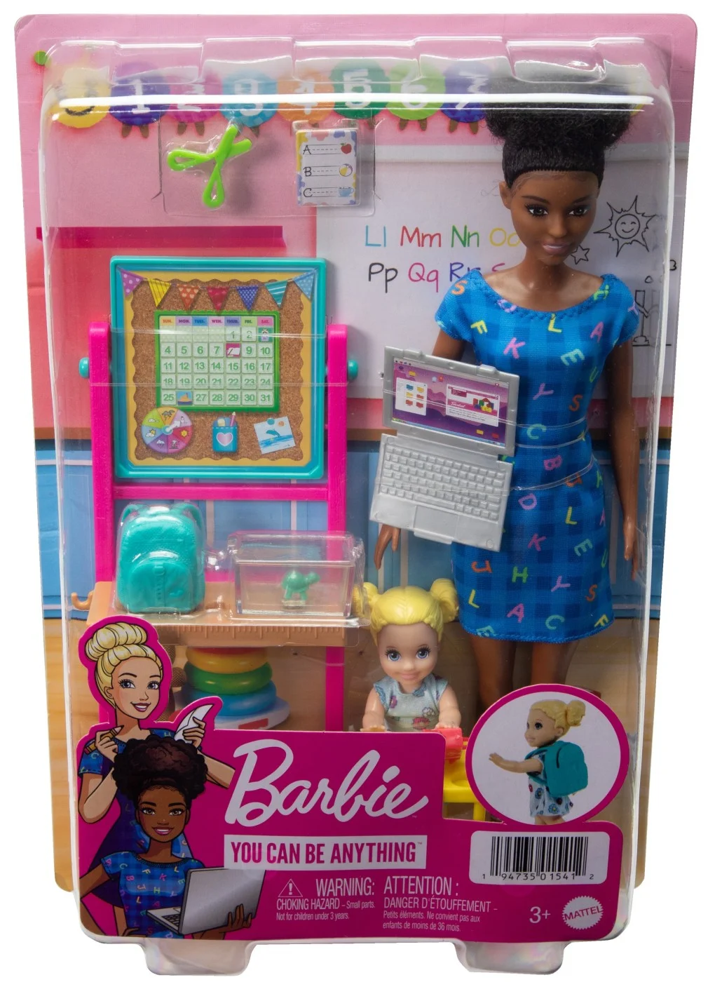 Păpuși și accesorii - Barbie Cariere Set Mobilier cu Papusa Bruneta Profesoara