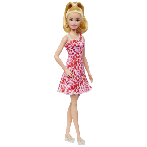 BARBIE PAPUSA BARBIE FASHIONISTA BLONDA CU PARUL PRINS IN COADA SI ROCHIE CU FLORICELE [5]
