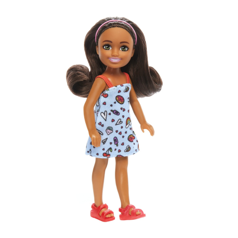 BARBIE PAPUSA CHELSEA CREOLA CU PAR SATEN SI ROCHITA ALBASTRA [2]