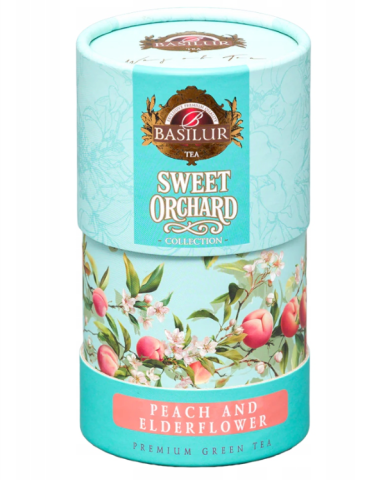 Noutăți Librăria Compas - Ceai Basilur Sweet Orchard Peach and Elderflower turcoaz 75g