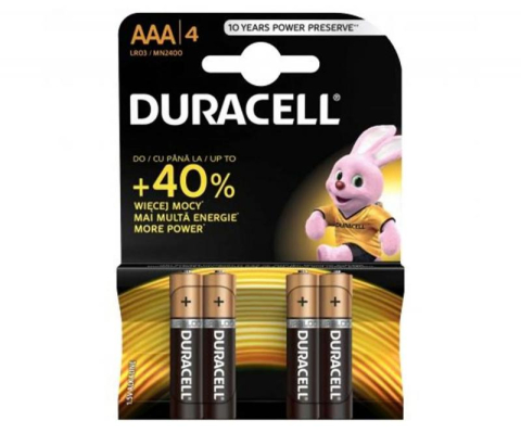 Energie și alimentare - Baterii R3 AAA alcaline Duracell 4 buc /blister