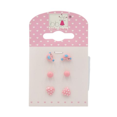 Cosmetice și bijuterii copii - Cercei roz 3 modele/set bb Klostermann