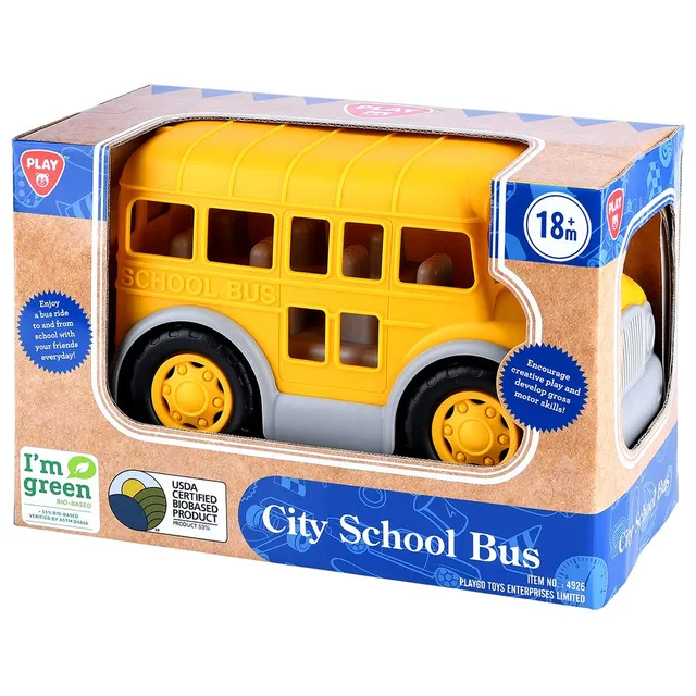 Mașinuțe de jucărie - Bio-Based Plastic Autobuz scolar galben 21x16x9 cm