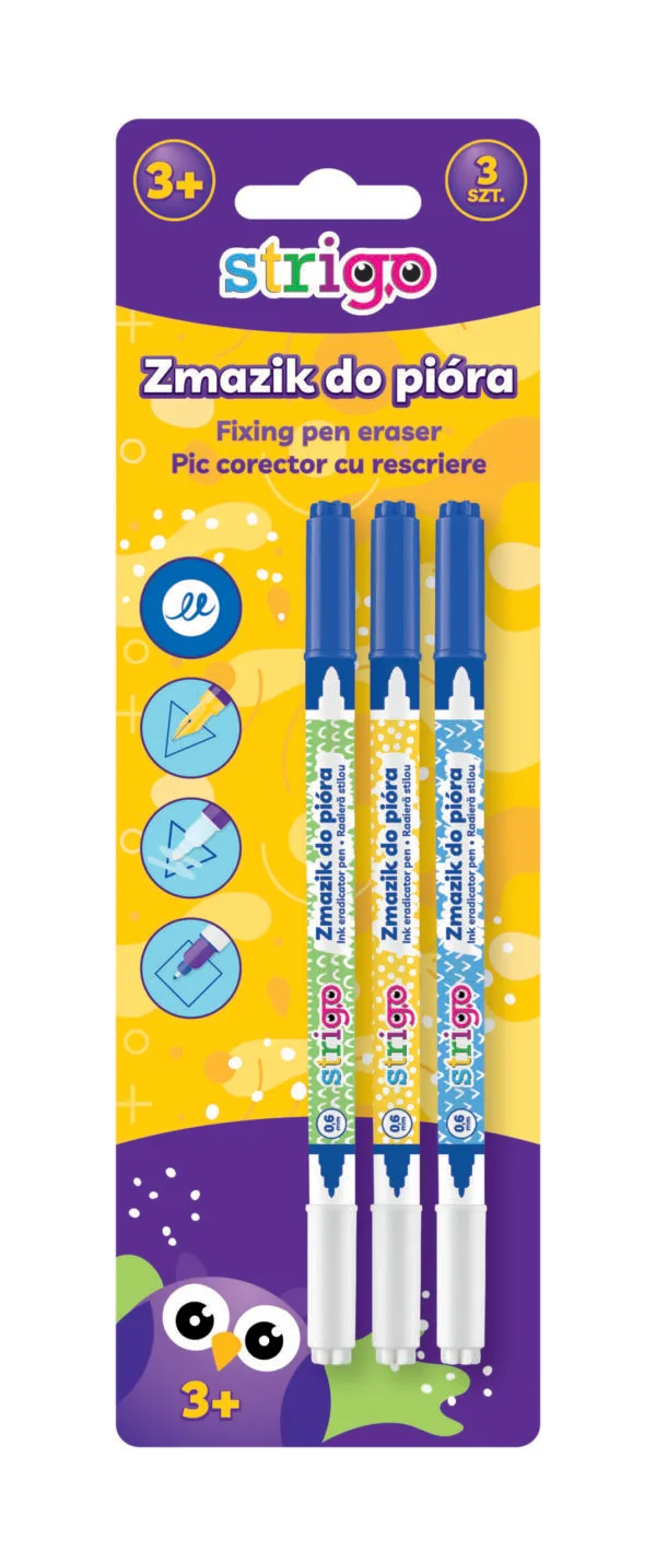 Rechizite școlare - Set 3 buc pic Strigo corector pentru cerneala cu rescriere
