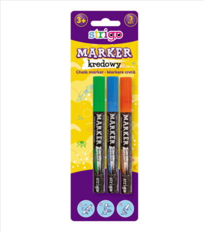 Birotică și accesorii birou - Blister Strigo marker creta lichida varf rotund 3 buc /set