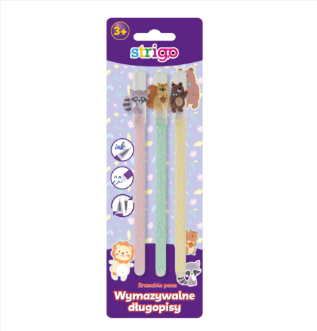 Rechizite școlare - Set 3 pixuri cu cerneala termosensibila Adventure Strigo