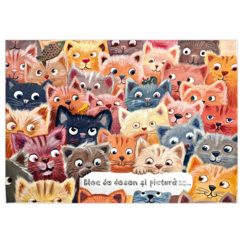 Blocuri și caiete desen artistic - Bloc de desen A3 Aperta Pufosenii multicolore 16 file 250g