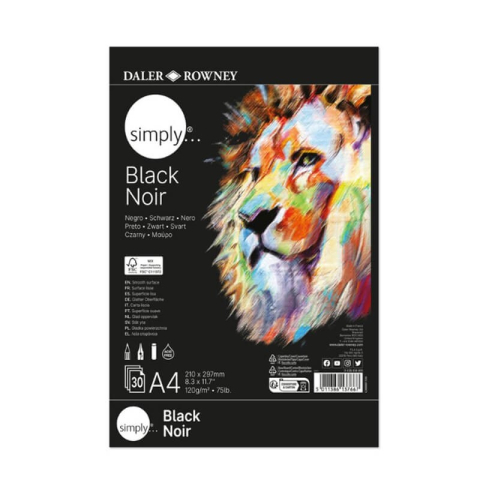 Blocuri și caiete desen artistic - Bloc hartie neagra 120g 30 file A4 Daler Rowney