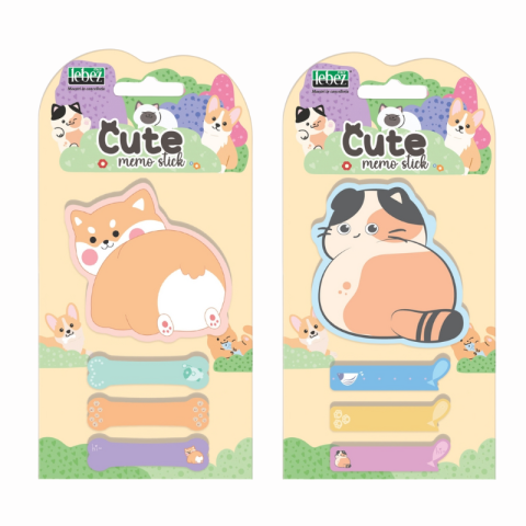 Notes - Bloc notes adeziv + 3 index pisica 8.3 x 5.5 cm modele diferite