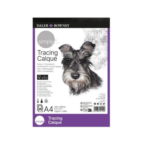 Blocuri și caiete desen artistic - Bloc simply hartie calc A4 43gr 40 foi Simply Daler Rowney
