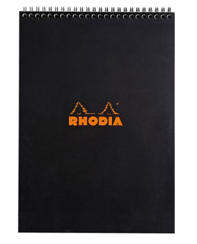 Notes și cuburi memo - Blocnotes A6 cu spira matematica 80 file negru Rhodia Classic