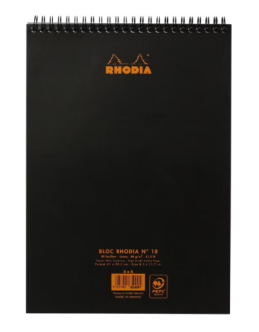 Blocnotes A6 cu spira matematica 80 file negru Rhodia Classic [2]