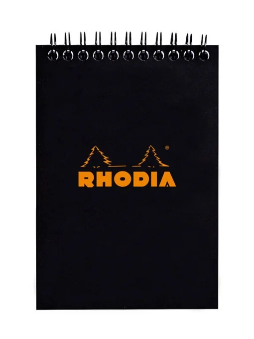 Notes și cuburi memo - Blocnotes A6 cu spira matematica 80 file negru Rhodia