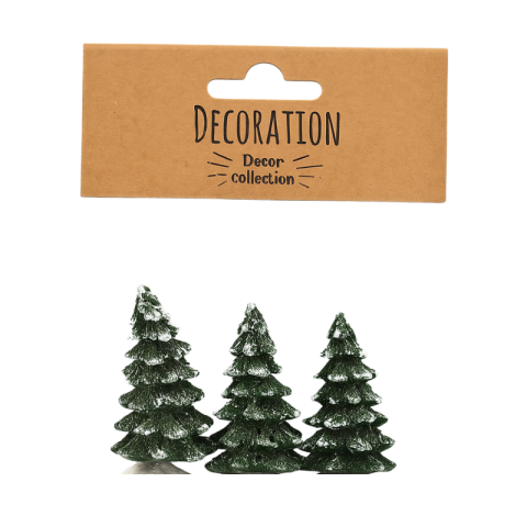 Ornamente și figurine decorative - Brad rasina 1.8x1.8x3.7 cm verde 3/set