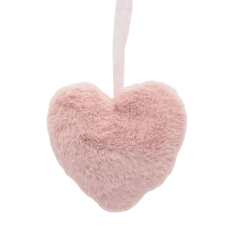 Ornament brad/inima textil roz [1]