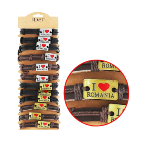 Accesorii personale și beauty - Bratara Piele I Love Romania 9cm
