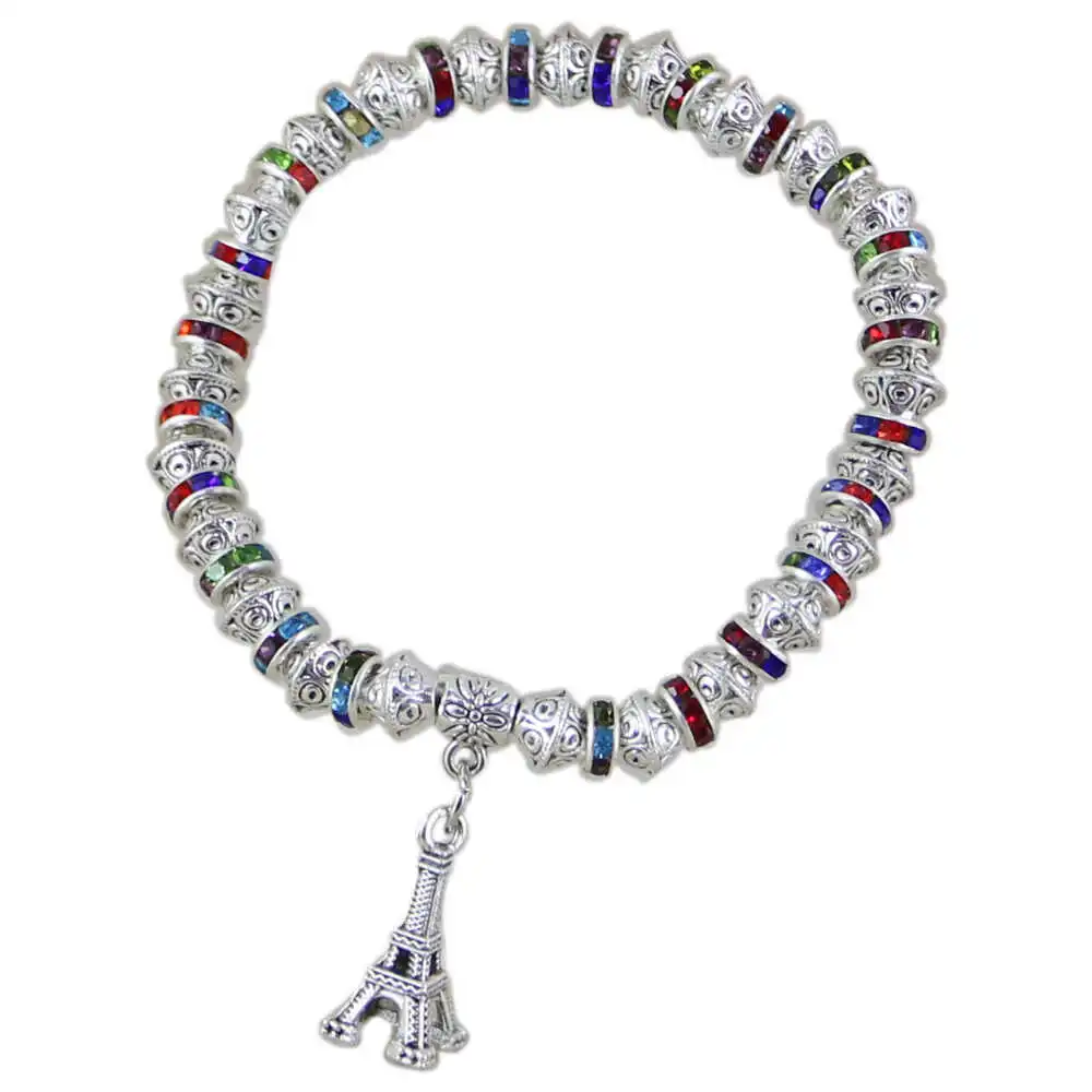 Bratara elastica din margele metalice cu pandativ Turnul Eiffel [2]